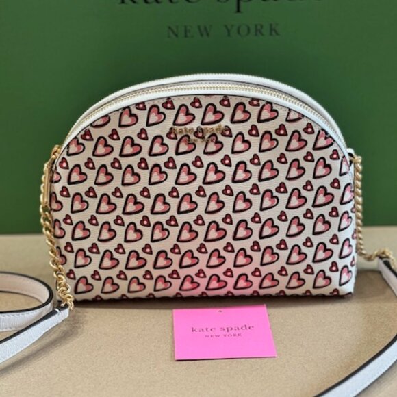 Kate Spade Morgan Fancy Hearts Double-zip Dome Crossbody Purse KA073 - Picture 11 of 11